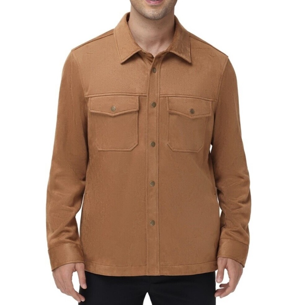Frye Tan Lightweight Shirt Jacket Relaxed Fit